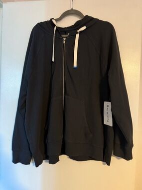 Athleta Dark Gray Full-Zip Sundown Hoodie with Light Drawcords NWT